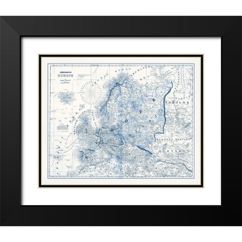 Europe in Shades of Blue Black Modern Wood Framed Art Print with Double Matting by Vision Studio