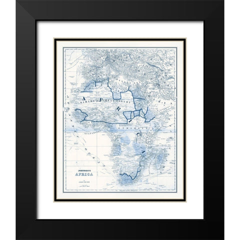 Africa in Shades of Blue Black Modern Wood Framed Art Print with Double Matting by Vision Studio