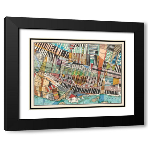 Modern Map of Montreal Black Modern Wood Framed Art Print with Double Matting by Galapon, Nikki