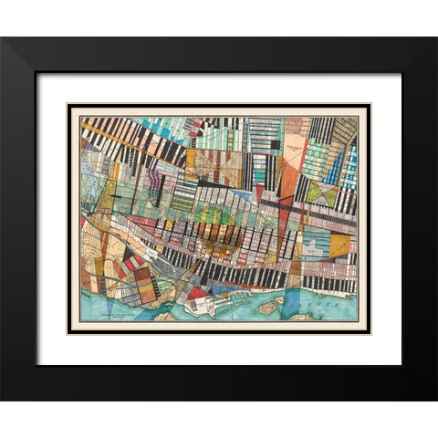 Modern Map of Montreal Black Modern Wood Framed Art Print with Double Matting by Galapon, Nikki