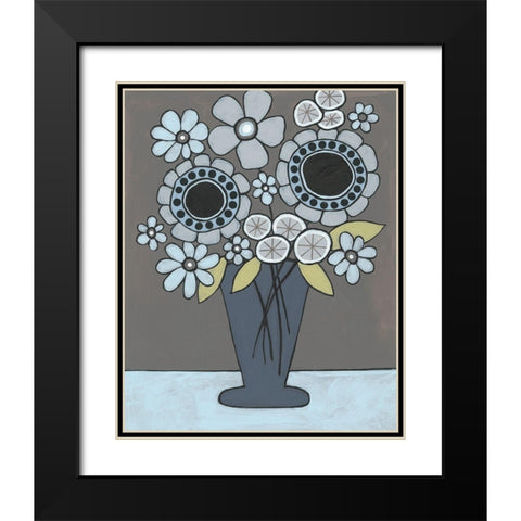 Happy Garden Flowers II Black Modern Wood Framed Art Print with Double Matting by Moore, Regina