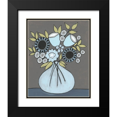 Happy Garden Flowers III Black Modern Wood Framed Art Print with Double Matting by Moore, Regina