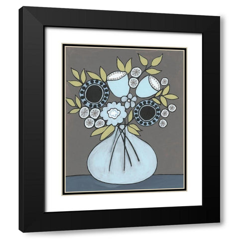 Happy Garden Flowers III Black Modern Wood Framed Art Print with Double Matting by Moore, Regina