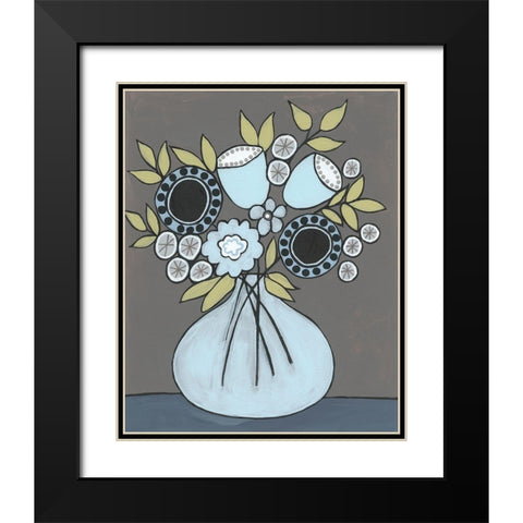Happy Garden Flowers III Black Modern Wood Framed Art Print with Double Matting by Moore, Regina