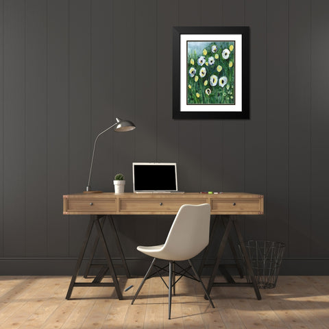 Modern White Floral I Black Modern Wood Framed Art Print with Double Matting by Daavettila, Tara