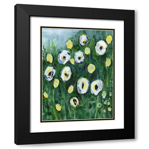 Modern White Floral I Black Modern Wood Framed Art Print with Double Matting by Daavettila, Tara