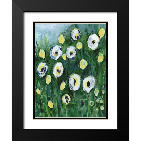 Modern White Floral I Black Modern Wood Framed Art Print with Double Matting by Daavettila, Tara