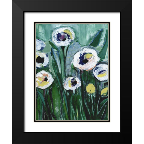 Modern White Floral V Black Modern Wood Framed Art Print with Double Matting by Daavettila, Tara
