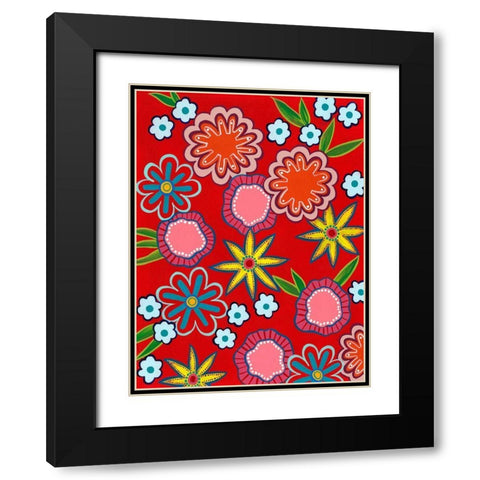 Bright Flowers II Black Modern Wood Framed Art Print with Double Matting by Moore, Regina