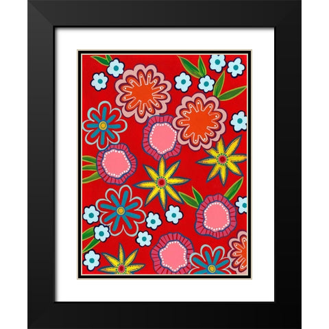 Bright Flowers II Black Modern Wood Framed Art Print with Double Matting by Moore, Regina