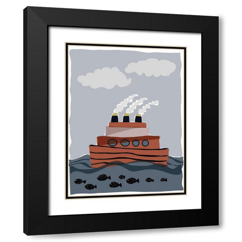 Oceans Ahoy I Black Modern Wood Framed Art Print with Double Matting by Delamater, Rob