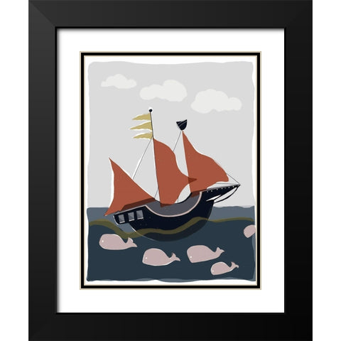 Oceans Ahoy II Black Modern Wood Framed Art Print with Double Matting by Delamater, Rob