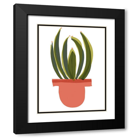 Mod Cactus IV Black Modern Wood Framed Art Print with Double Matting by Delamater, Rob