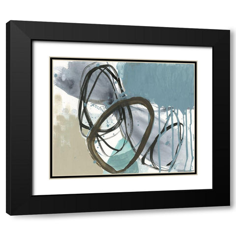 Umber and Black on Blue I Black Modern Wood Framed Art Print with Double Matting by Goldberger, Jennifer