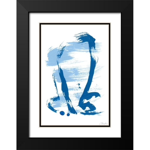 Blue Breeze II Black Modern Wood Framed Art Print with Double Matting by Long, Christina