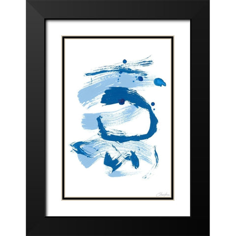 Blue Breeze III Black Modern Wood Framed Art Print with Double Matting by Long, Christina