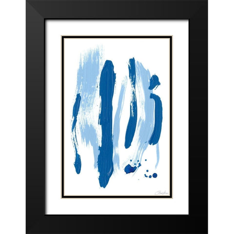 Blue Breeze V Black Modern Wood Framed Art Print with Double Matting by Long, Christina