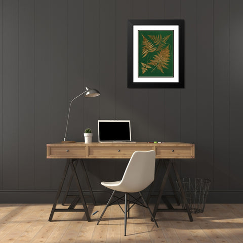 Gilded Ferns II Black Modern Wood Framed Art Print with Double Matting by Vision Studio