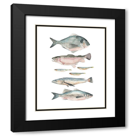 Fish Composition II Black Modern Wood Framed Art Print with Double Matting by Scarvey, Emma