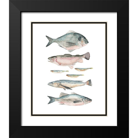 Fish Composition II Black Modern Wood Framed Art Print with Double Matting by Scarvey, Emma