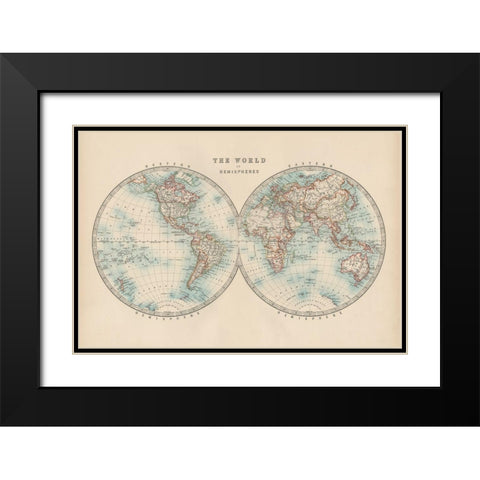 Johnstons World in Hemispheres Black Modern Wood Framed Art Print with Double Matting by Johnston