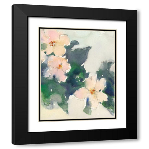 Peach Blooms I Black Modern Wood Framed Art Print with Double Matting by Dixon, Samuel