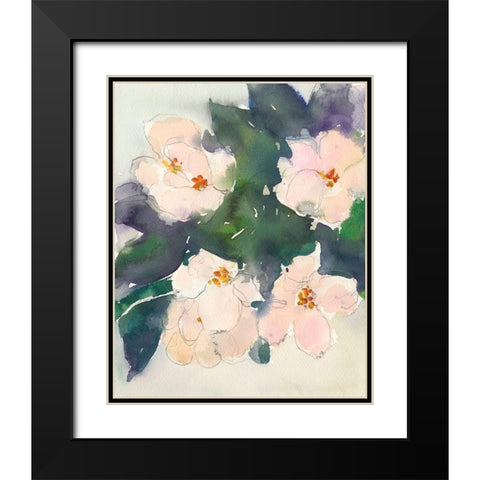 Peach Blooms II Black Modern Wood Framed Art Print with Double Matting by Dixon, Samuel