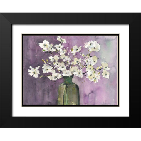 Flowers on Viola Black Modern Wood Framed Art Print with Double Matting by Dixon, Samuel