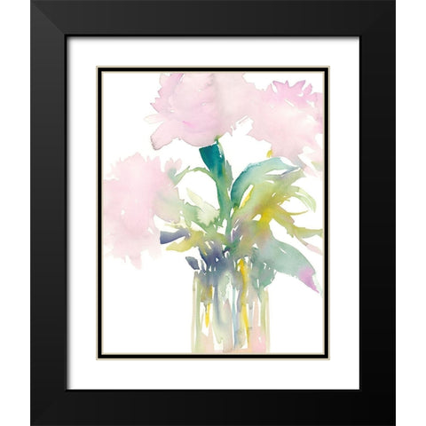 Pink Flowers in Vase Black Modern Wood Framed Art Print with Double Matting by Dixon, Samuel