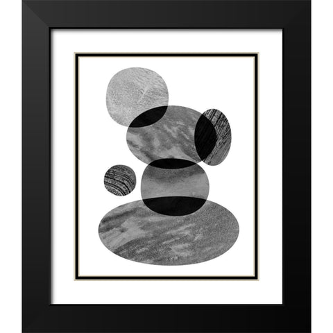 Moving Orbs II Black Modern Wood Framed Art Print with Double Matting by Sizemore, Natalie