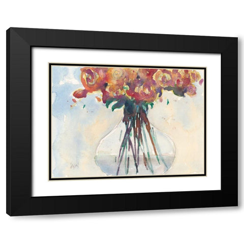 Faded Roses II Black Modern Wood Framed Art Print with Double Matting by Dixon, Samuel