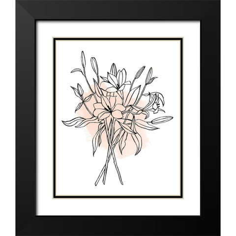 Lilies on Pink II Black Modern Wood Framed Art Print with Double Matting by Scarvey, Emma