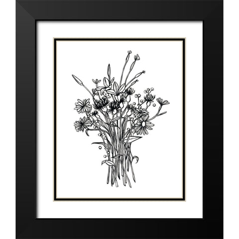 Black and White Bouquet I Black Modern Wood Framed Art Print with Double Matting by Scarvey, Emma