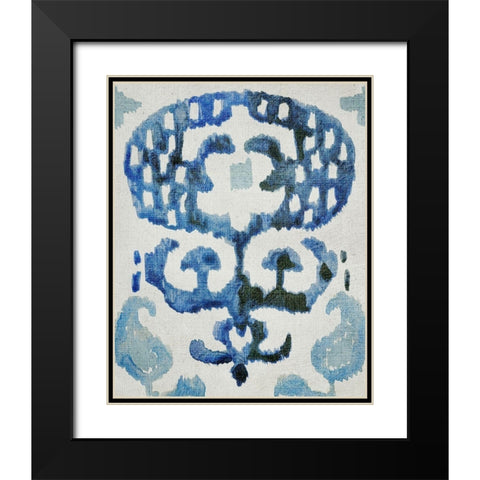 Sapphire Ikat I Black Modern Wood Framed Art Print with Double Matting by Zarris, Chariklia