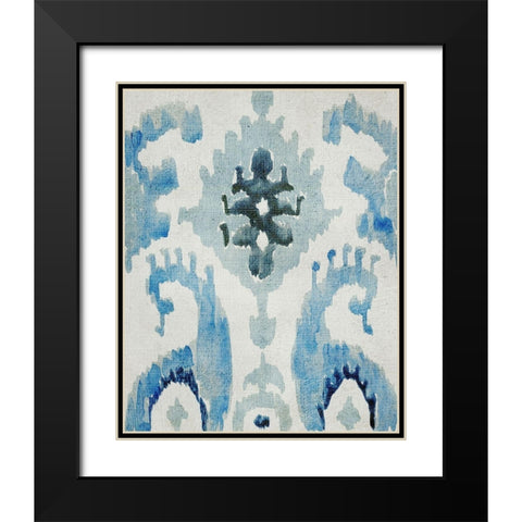 Sapphire Ikat V Black Modern Wood Framed Art Print with Double Matting by Zarris, Chariklia