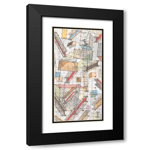 Funky Grid II Black Modern Wood Framed Art Print with Double Matting by Galapon, Nikki