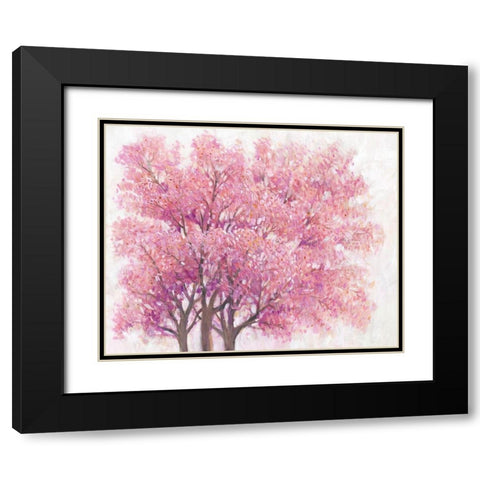 Pink Cherry Blossom Tree I Black Modern Wood Framed Art Print with Double Matting by OToole, Tim