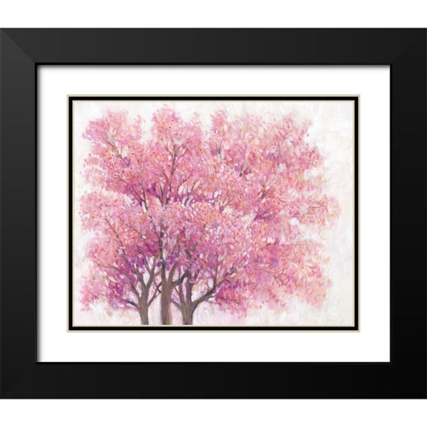 Pink Cherry Blossom Tree I Black Modern Wood Framed Art Print with Double Matting by OToole, Tim