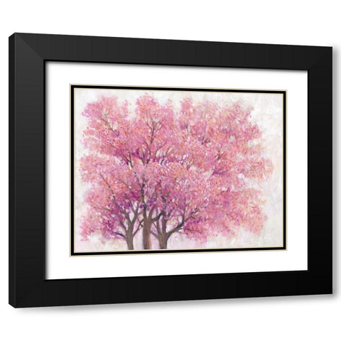 Pink Cherry Blossom Tree I Black Modern Wood Framed Art Print with Double Matting by OToole, Tim