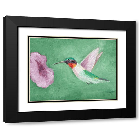 Fresco Hummingbird II Black Modern Wood Framed Art Print with Double Matting by Ludwig, Alicia