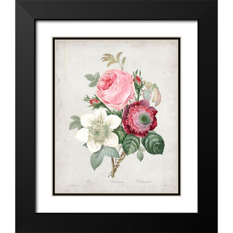 Redoute Bouquet IV Black Modern Wood Framed Art Print with Double Matting by Redoute, Pierre