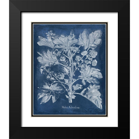 Besler Leaves in Indigo II Black Modern Wood Framed Art Print with Double Matting by Vision Studio