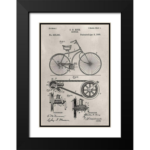 Patent--Bicycle Black Modern Wood Framed Art Print with Double Matting by Ludwig, Alicia