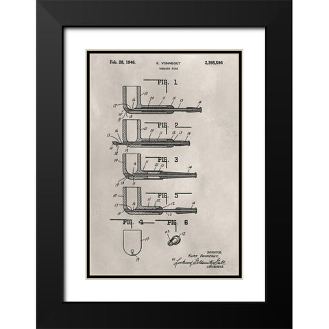 Patent--Pipe Black Modern Wood Framed Art Print with Double Matting by Ludwig, Alicia