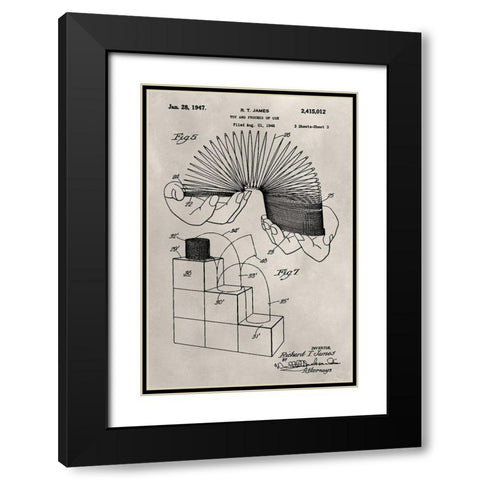 Patent--Slinky Black Modern Wood Framed Art Print with Double Matting by Ludwig, Alicia
