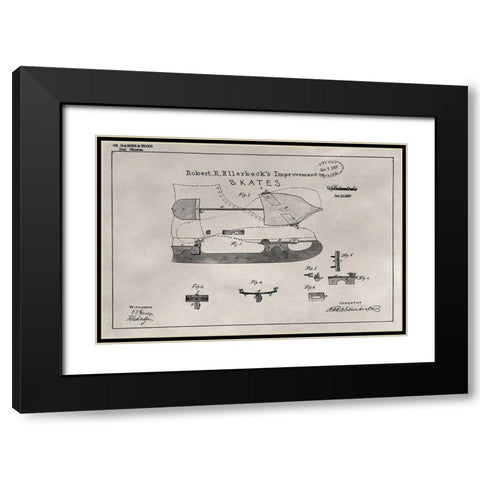 Patent--Skate Black Modern Wood Framed Art Print with Double Matting by Ludwig, Alicia