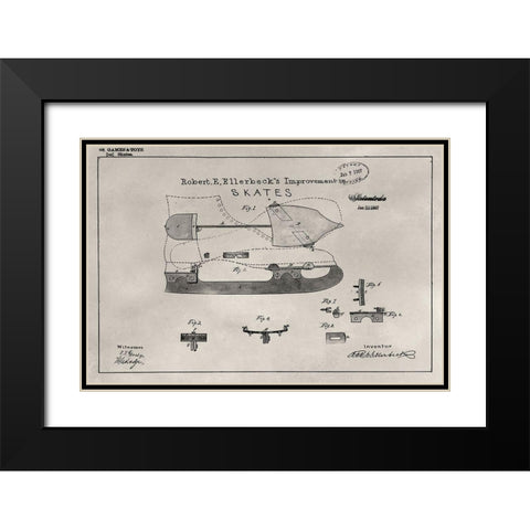Patent--Skate Black Modern Wood Framed Art Print with Double Matting by Ludwig, Alicia