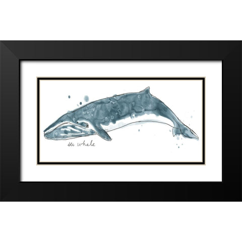 Cetacea Sei Whale Black Modern Wood Framed Art Print with Double Matting by Vess, June Erica