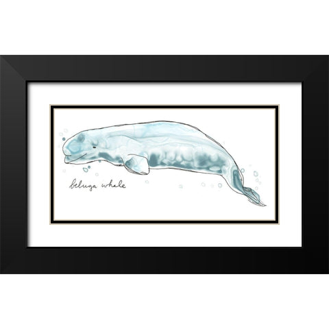 Cetacea Beluga Whale Black Modern Wood Framed Art Print with Double Matting by Vess, June Erica