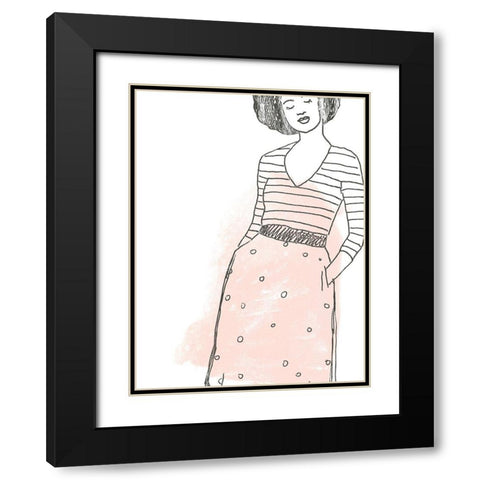Fashion Sketches II Black Modern Wood Framed Art Print with Double Matting by Vess, June Erica